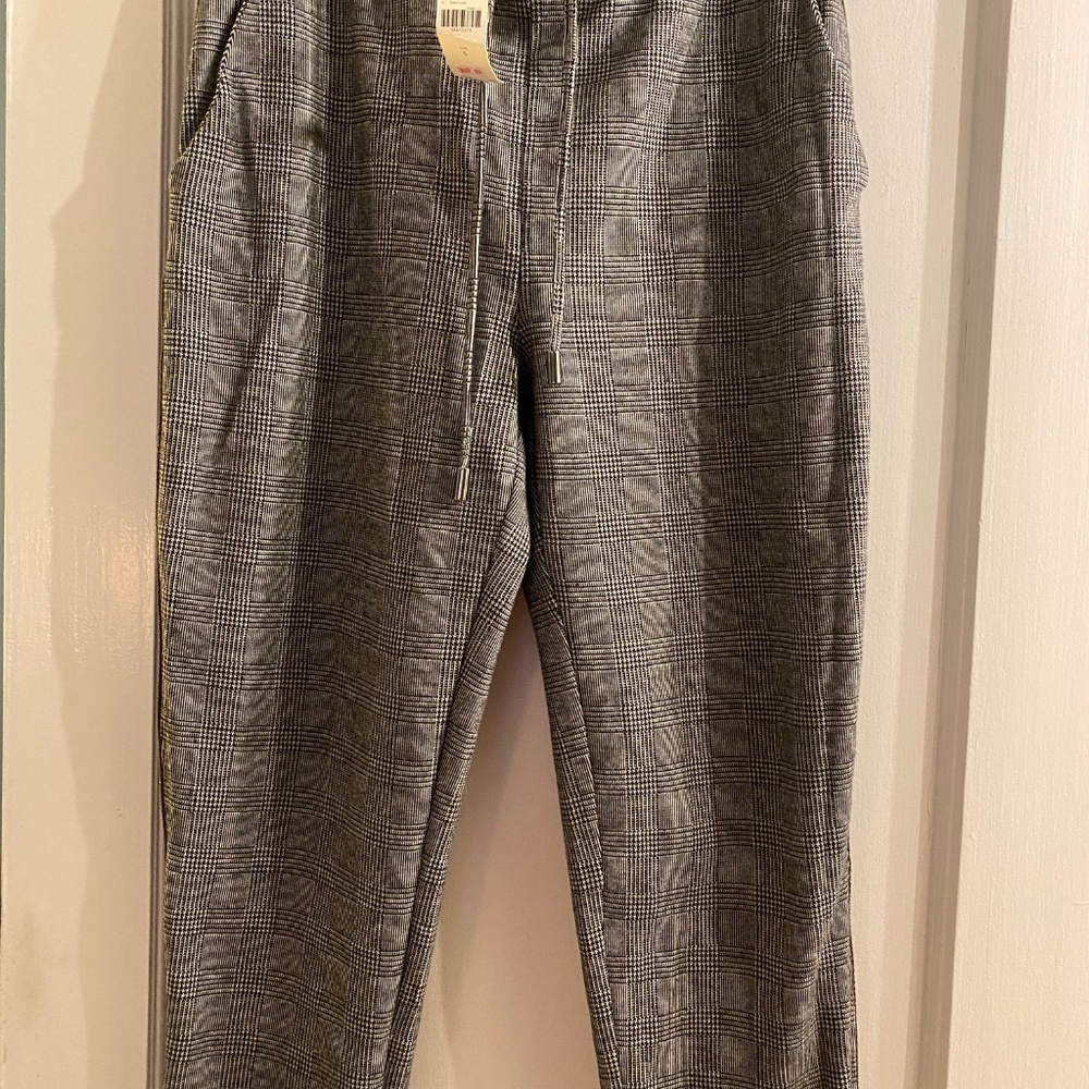 Anthropologie Black and Gold Checkered Joggers - Picture 4 of 4